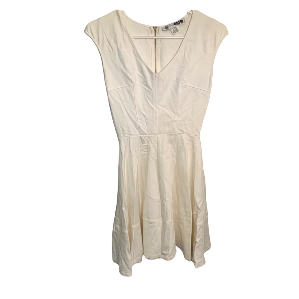 Necessary Objects Sleeveless Fit & Flare Dress Cream White XS